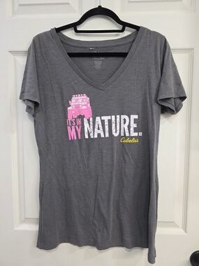 Women's Gray V-Neck 'It's In My Nature' Graphic Tee - Cabela's